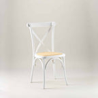 White crossback chair – rattan seat pad