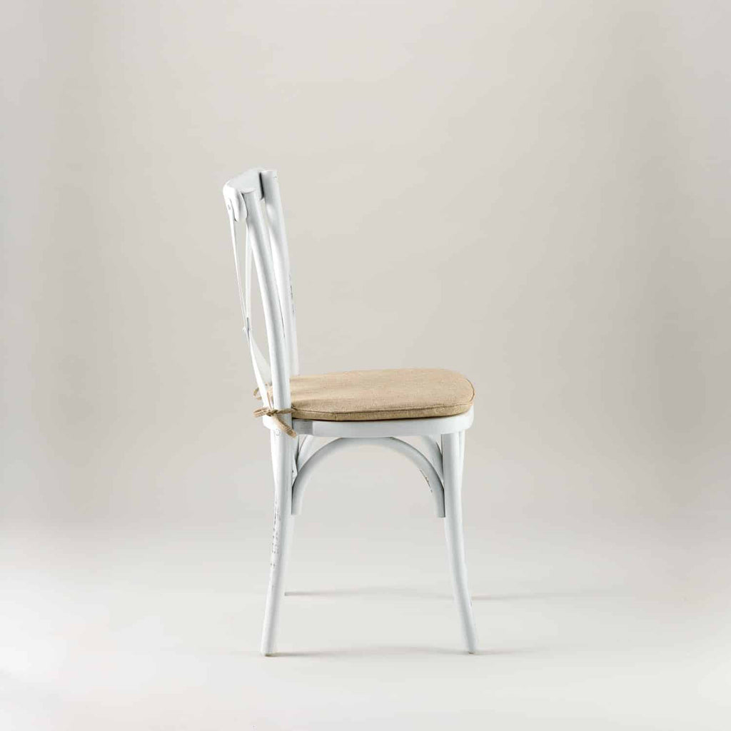 Vintage White crossback chair – tie on seat pad