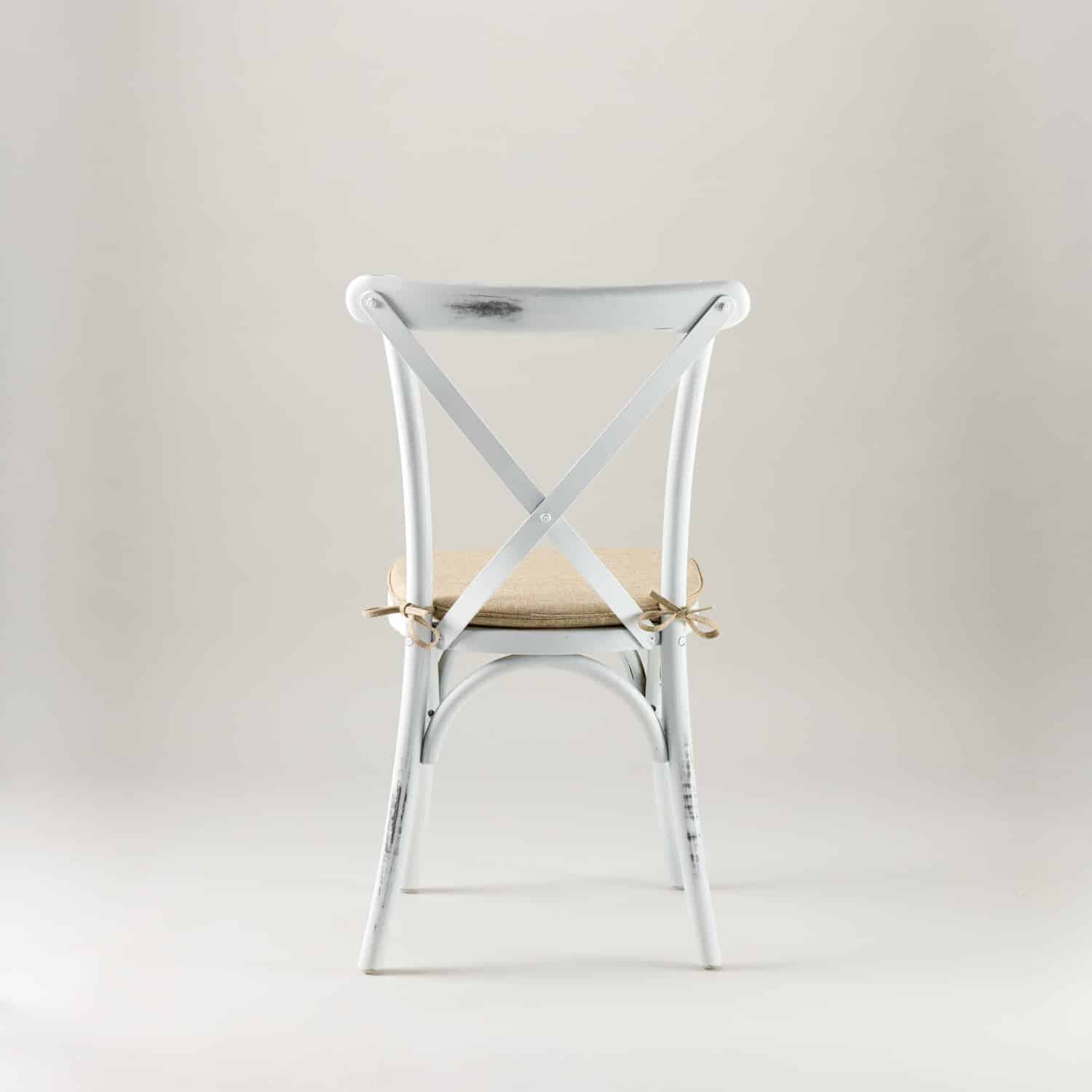 Vintage White crossback chair – tie on seat pad