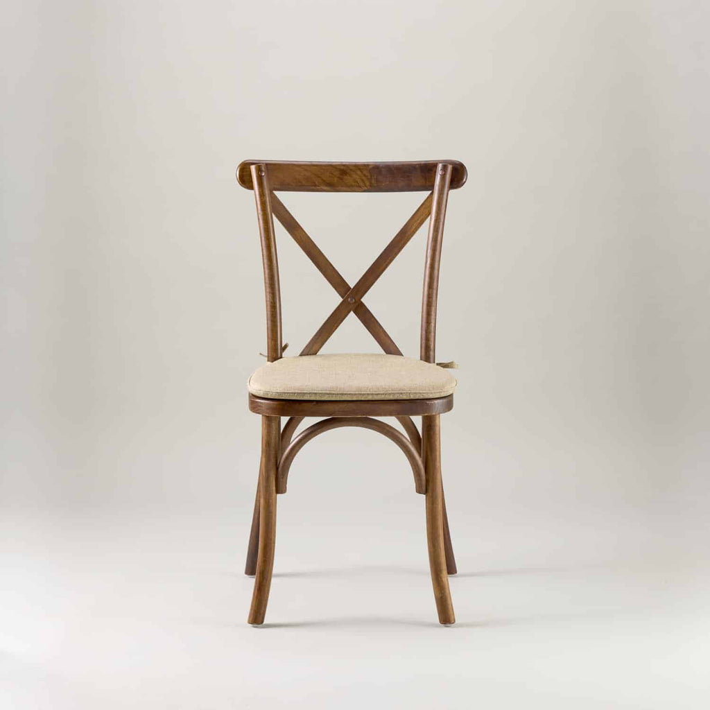 Walnut crossback chair – tie on seat pad