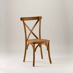 Warm oak crossback chair – rattan seat pad