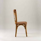 Warm oak crossback chair – rattan seat pad