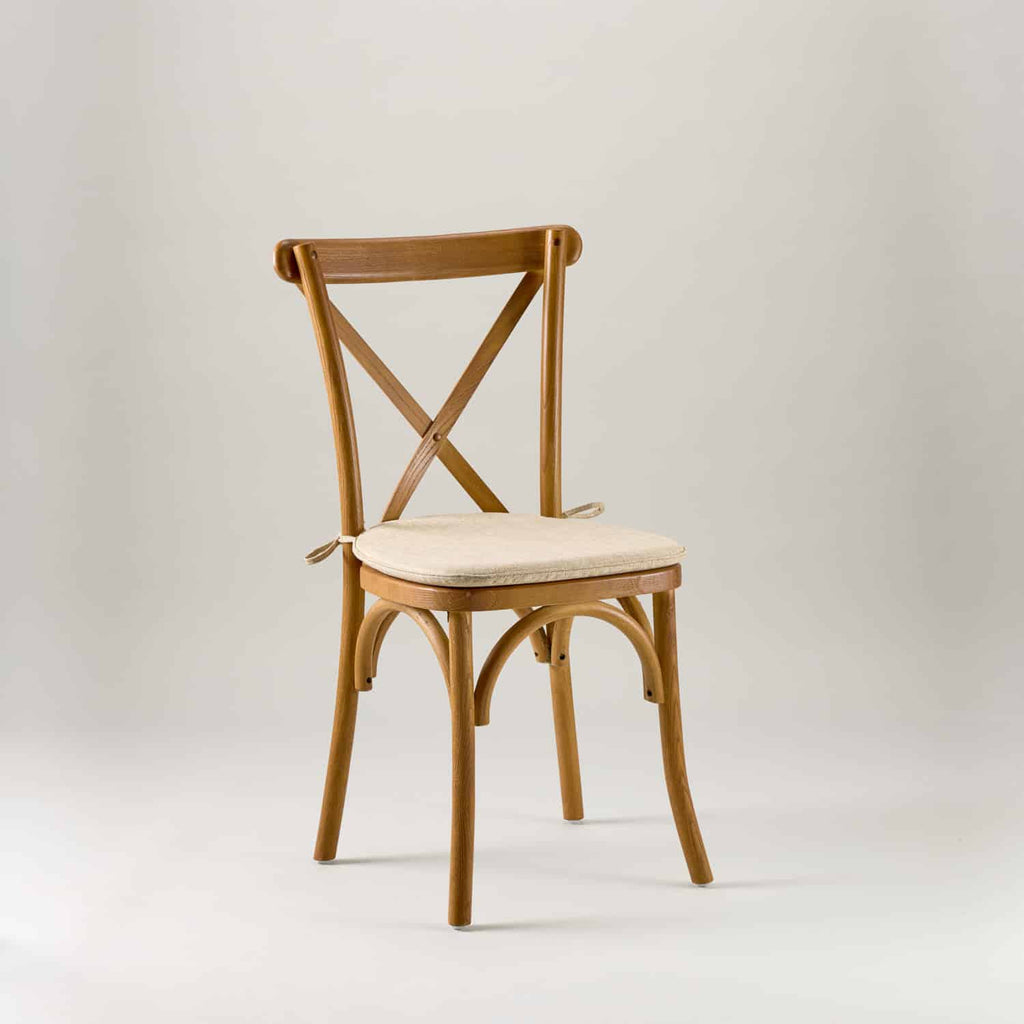 Warm oak crossback chair – tie on seat pad