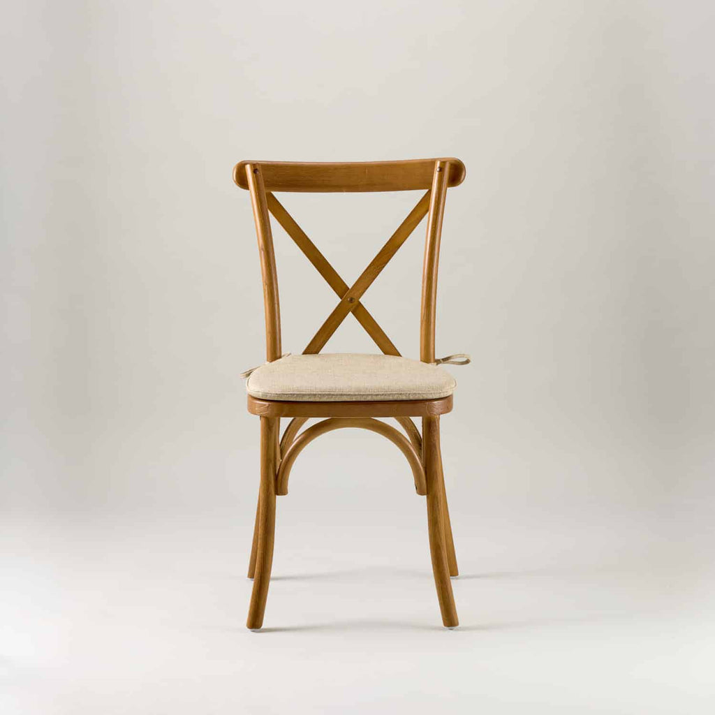 Warm oak crossback chair – tie on seat pad