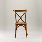 Warm oak crossback chair – rattan seat pad