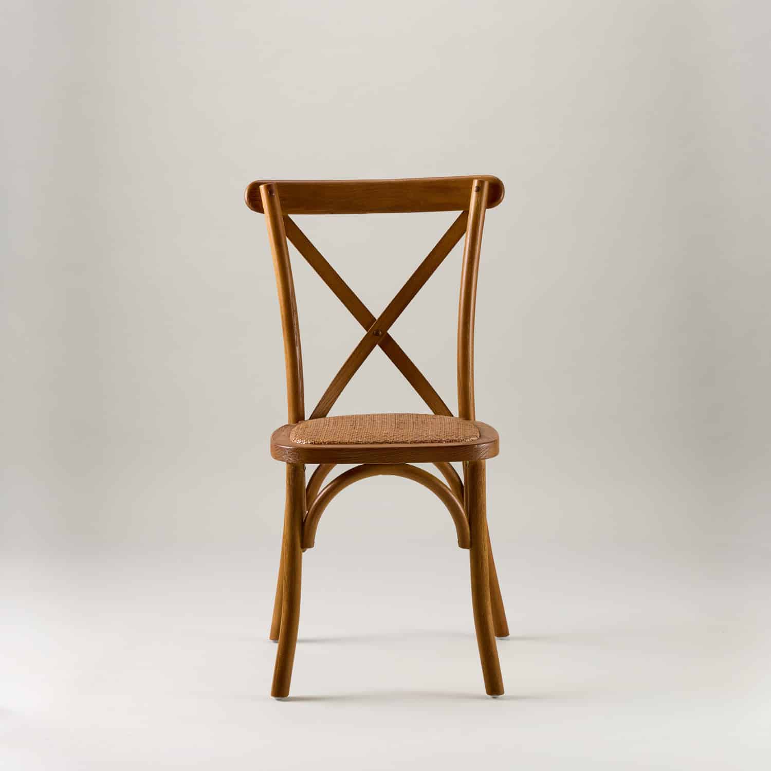 Warm oak crossback chair – rattan seat pad