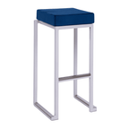 White Frame Blue Velvet Seat Pad