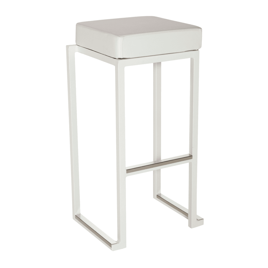 White Frame White Faux Leather Seat Pad
