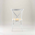 White crossback chair – rattan seat pad