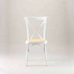 White crossback chair – rattan seat pad