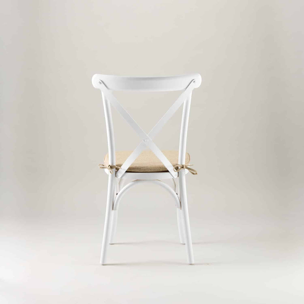 White crossback chair – tie on seat pad