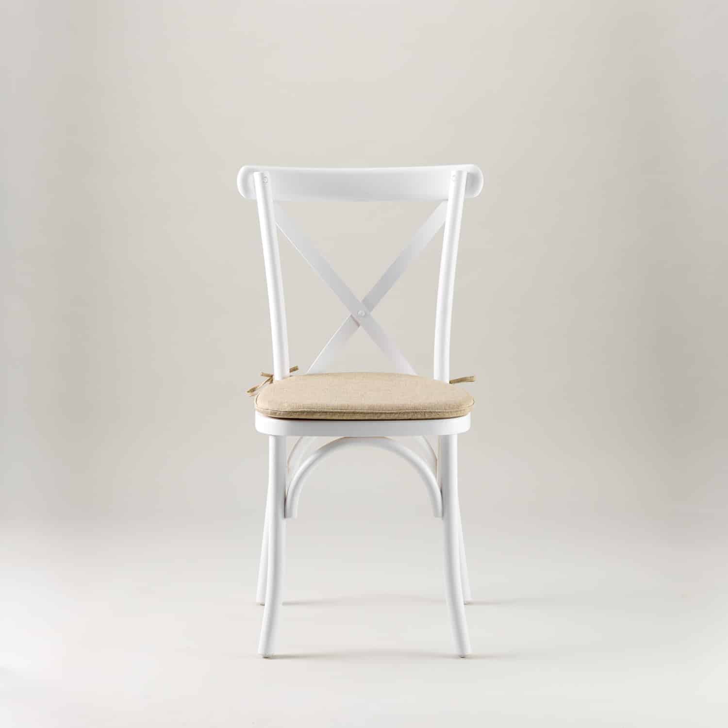 White crossback chair – tie on seat pad