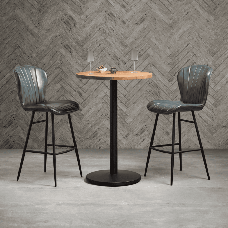 Zap Lars Bar Stool Rustic Oak Round Smoked Moderno Large Round Bar Height Base Insitu Square