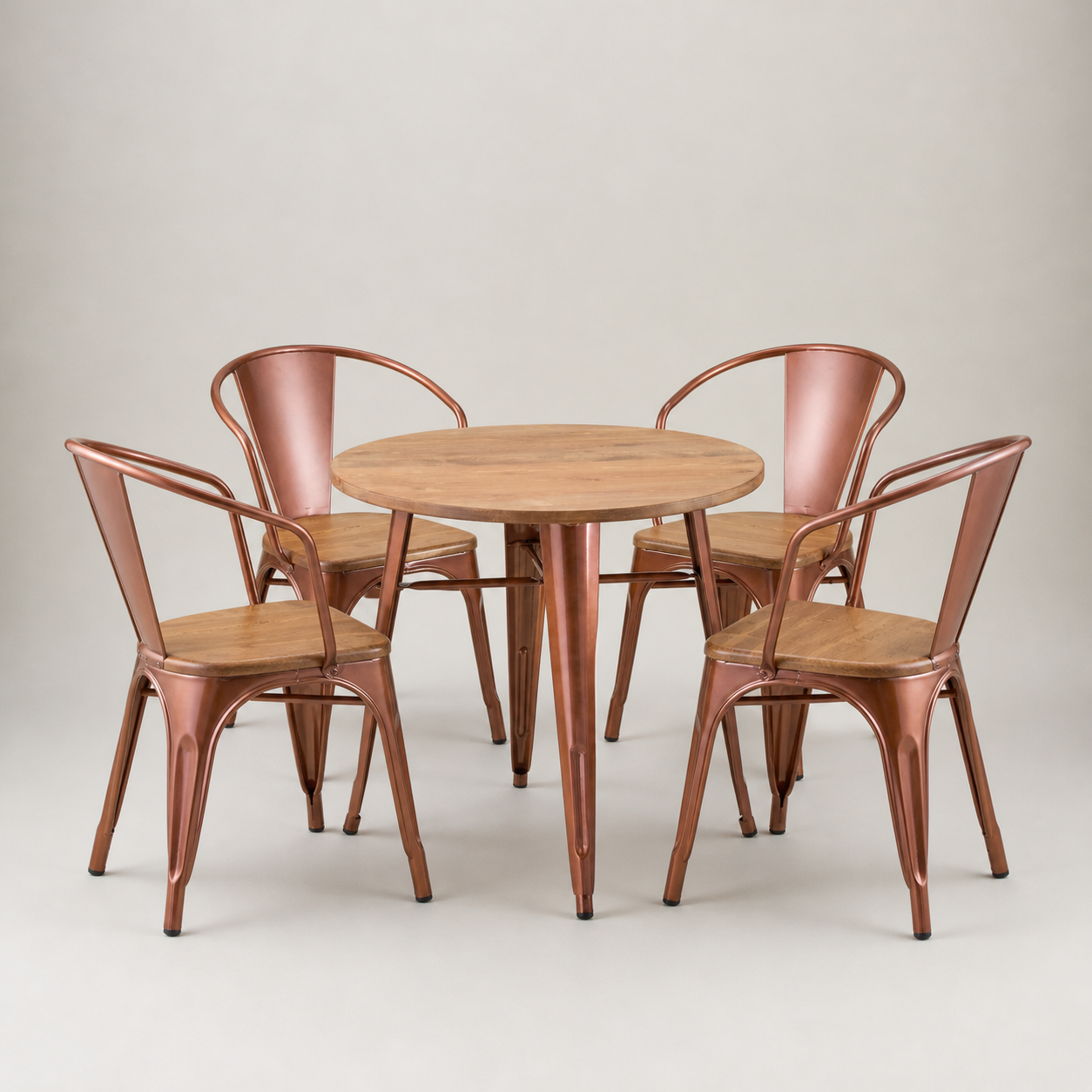 Paris cafe chair with arms & wood seat – Vintage copper