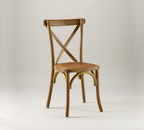 Rustic Limed oak crossback chair – rattan seat pad