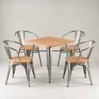 Paris cafe chair with arms & wood seat – Gunmetal