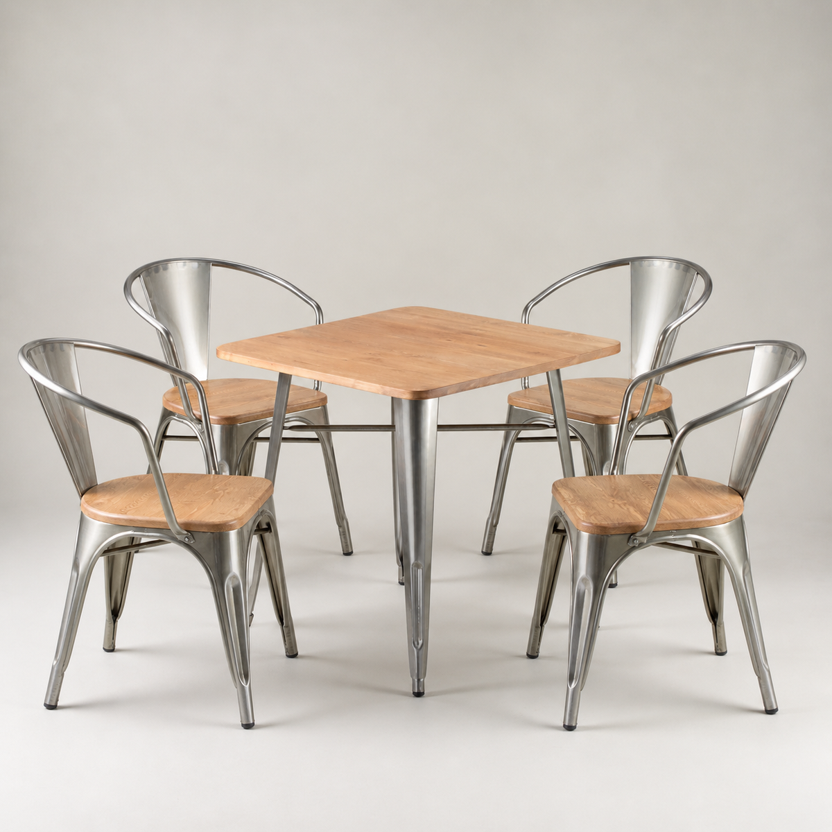 Paris cafe chair with arms & wood seat – Gunmetal